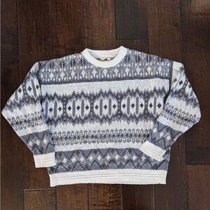 VTG Winona Knits Sweater L Made in USA 100% cotton Crewneck Grandpa Sweater